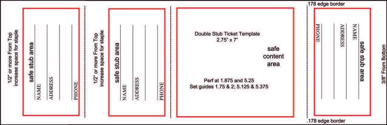 Triple Stub Raffle Ticket Template